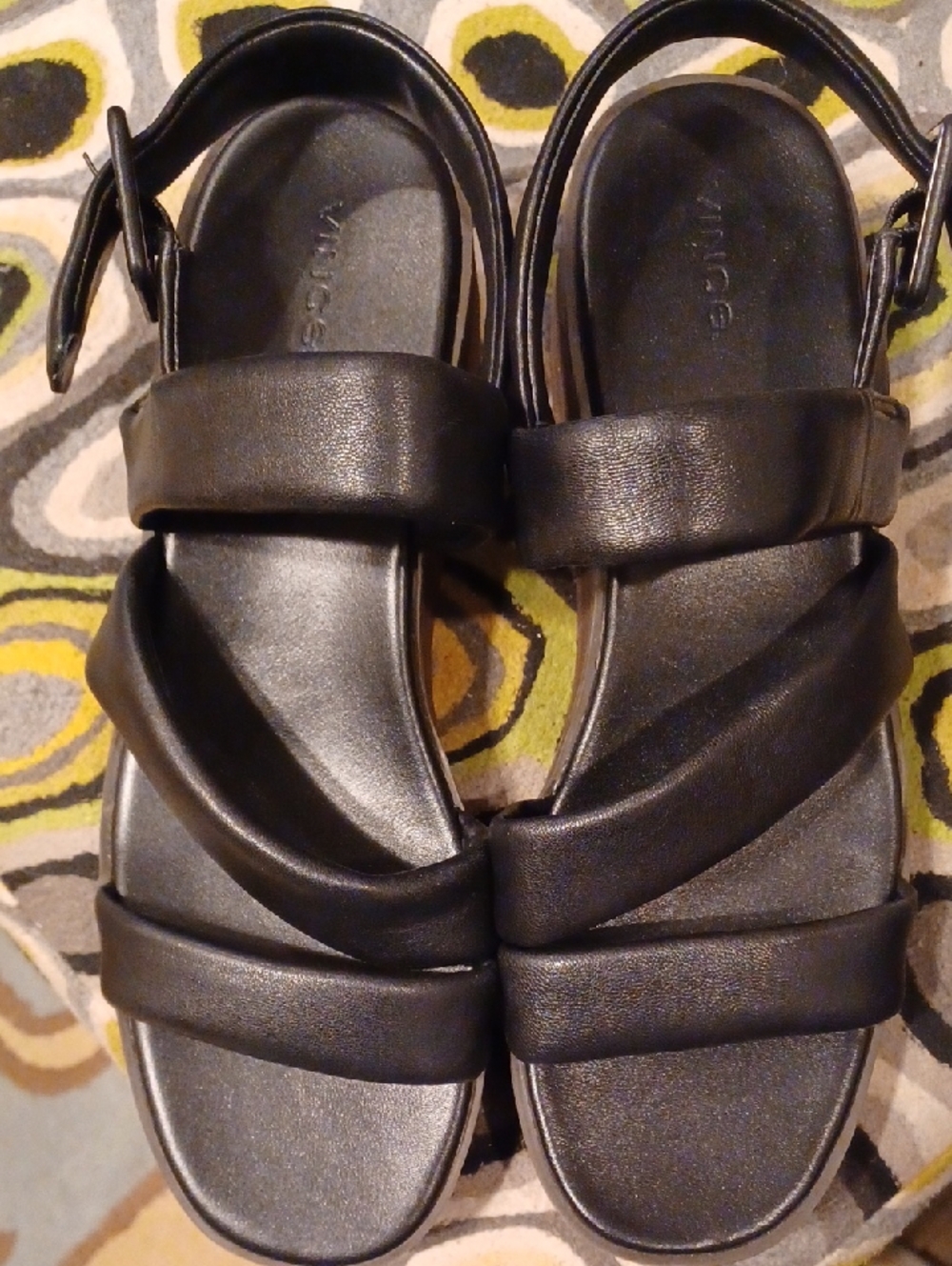 Vince Black Platform Strappy Sandals